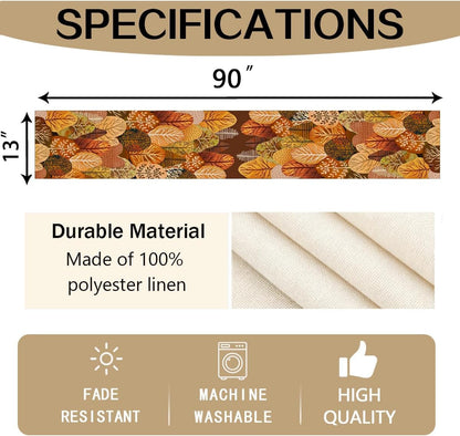 Fall Tree Table Runner Autumn Decorations for Home 13X90 Inch4