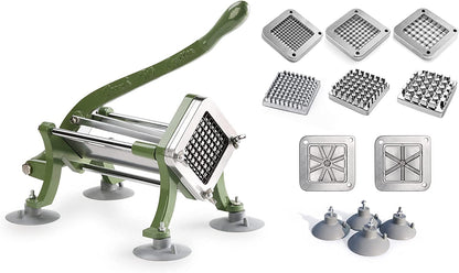 Commercial Grade French Fry Cutter with Complete Combo Sets, Die Cast Iron and 18/8 Stainless Steel, 1/4-Inch, 3/8-Inch, 1/2-Inch, 6-Wedge, and 8-Wedge Replacement Blades1