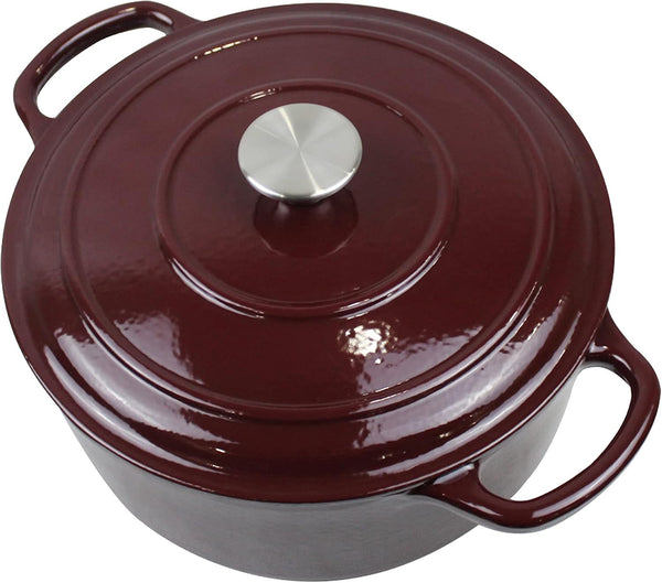 Cast Iron Enameled Pot/Casserole/Duch Oven 9 Qt. with Cover, Merlot2