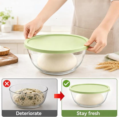 4.7Qt Extra Large Glass Mixing Bowl with Lid, Sourdough Bread Mixing Bowls, Thickened Borosilicate Glass Proofing Bowl for Food Prep Baking Storage Cooking Serving, Dishwasher Safe5