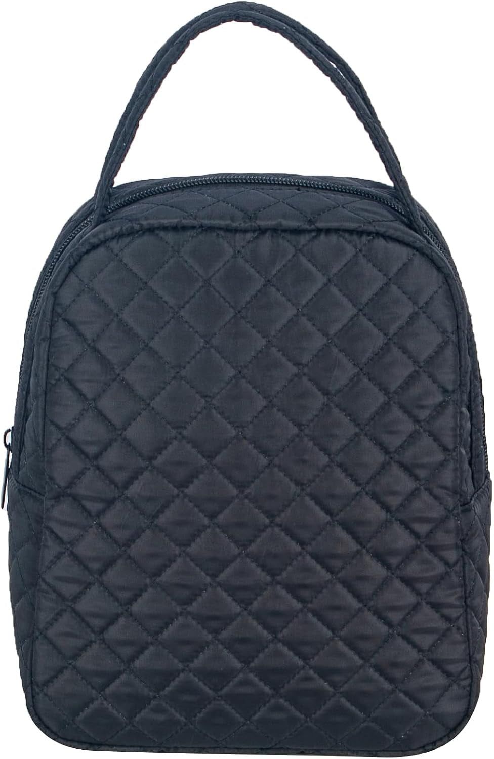 machine-washable-women-quilted-fabric-insulated-reusable-cooler-lunch-bag-tote-adult-thermal-lunch-box-storage-bag-for-ｗork-black