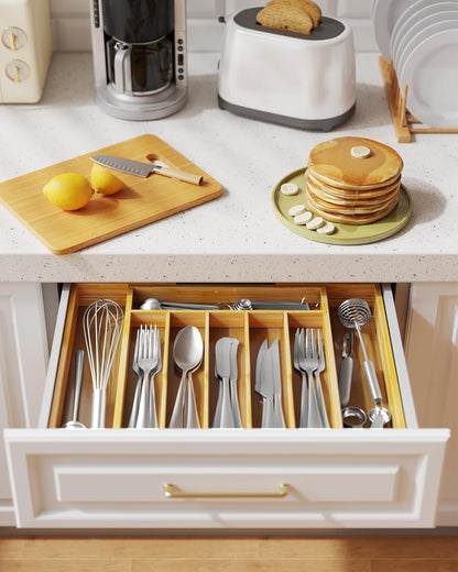 Silverware Organizer, Bamboo Kitchen Drawer Tray, Natural, Large5