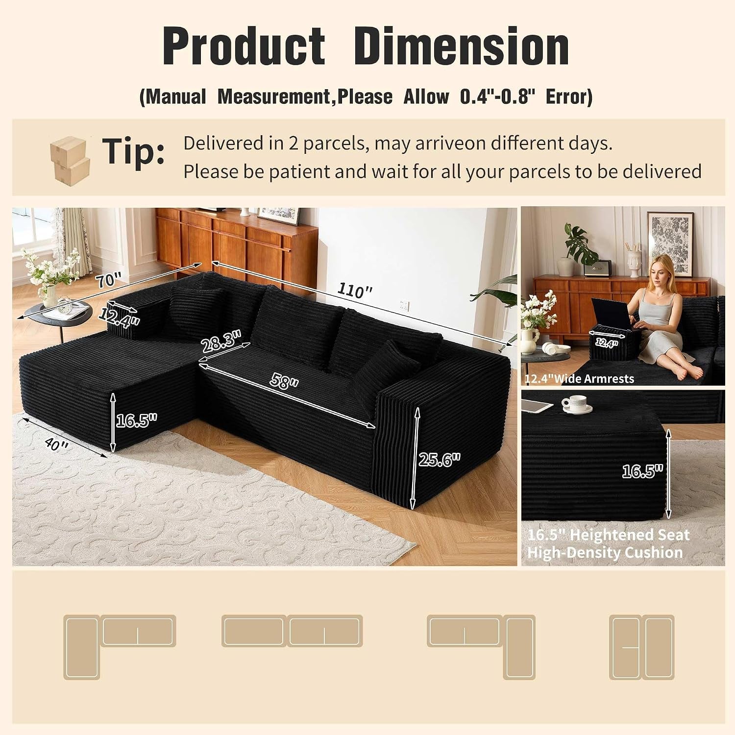 110-no-assembly-compression-boneless-in-a-box-cloud-sectional-couches-for-living-room-l-shape-couch-sleeper-sofa-modern-modular-corduroy-reclining-comfy-fluffy-memory-foam-furniture-for-home-black
