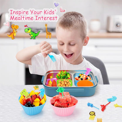 100PCS Silicone Lunch Box Dividers for Kids, Fun Bento Box Accessories Set9