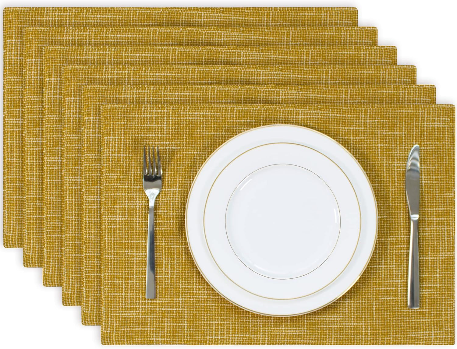 kevin-textile-burlap-linen-placemats-set-of-6-heat-resistant-dining-table-place-mats-washable-kitchen-table-mats-for-dinning-party-holiday-indoor-outdoor-13-x19-inches-honey-yellow