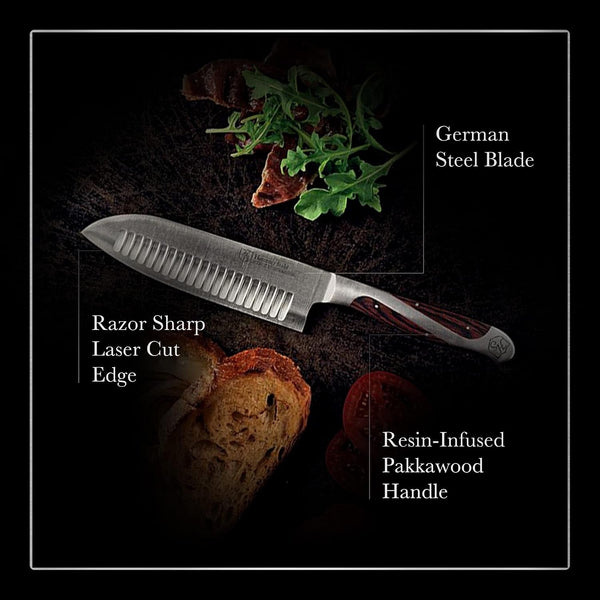 5.5 Inch Japanese Style Santoku Knife |  | High Carbon Stainless Steel Kitchen Knife | Razor Sharp Multipurpose Chopping Knife for Meat, Vegetable & Fruit with Ergonomic Handle & Gift Box2