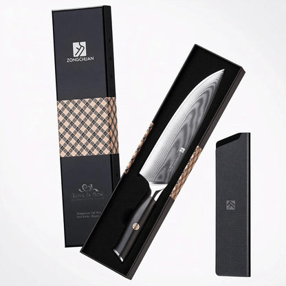 8-Inch Damascus Chef Knife, 67-Layer High Carbon Stainless Steel Kitchen Knife with Ergonomic G10 Handle, Protective Sheath & Gift Box for Home and Professional Use1