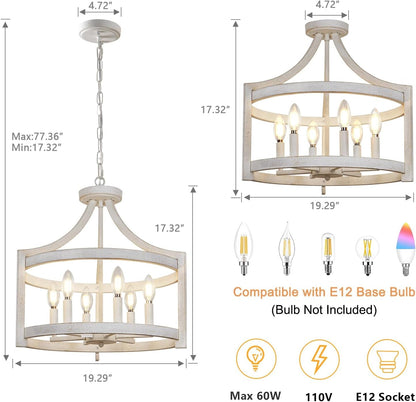 6-Light Farmhouse Chandelier, Vintage Dining Room Light Fixture2