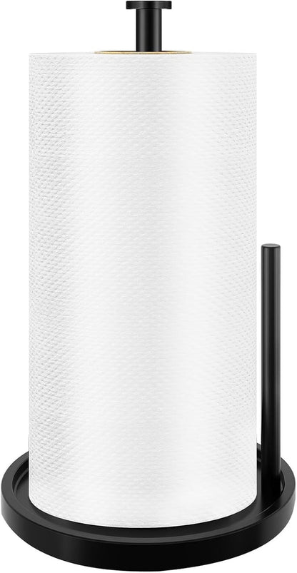 Paper Towel Holder Countertop, Standing Paper Roll Holder with anti Slip Weighted Base, Stainless Steel Freestanding Paper Towel Holder for Kitchen, Black1