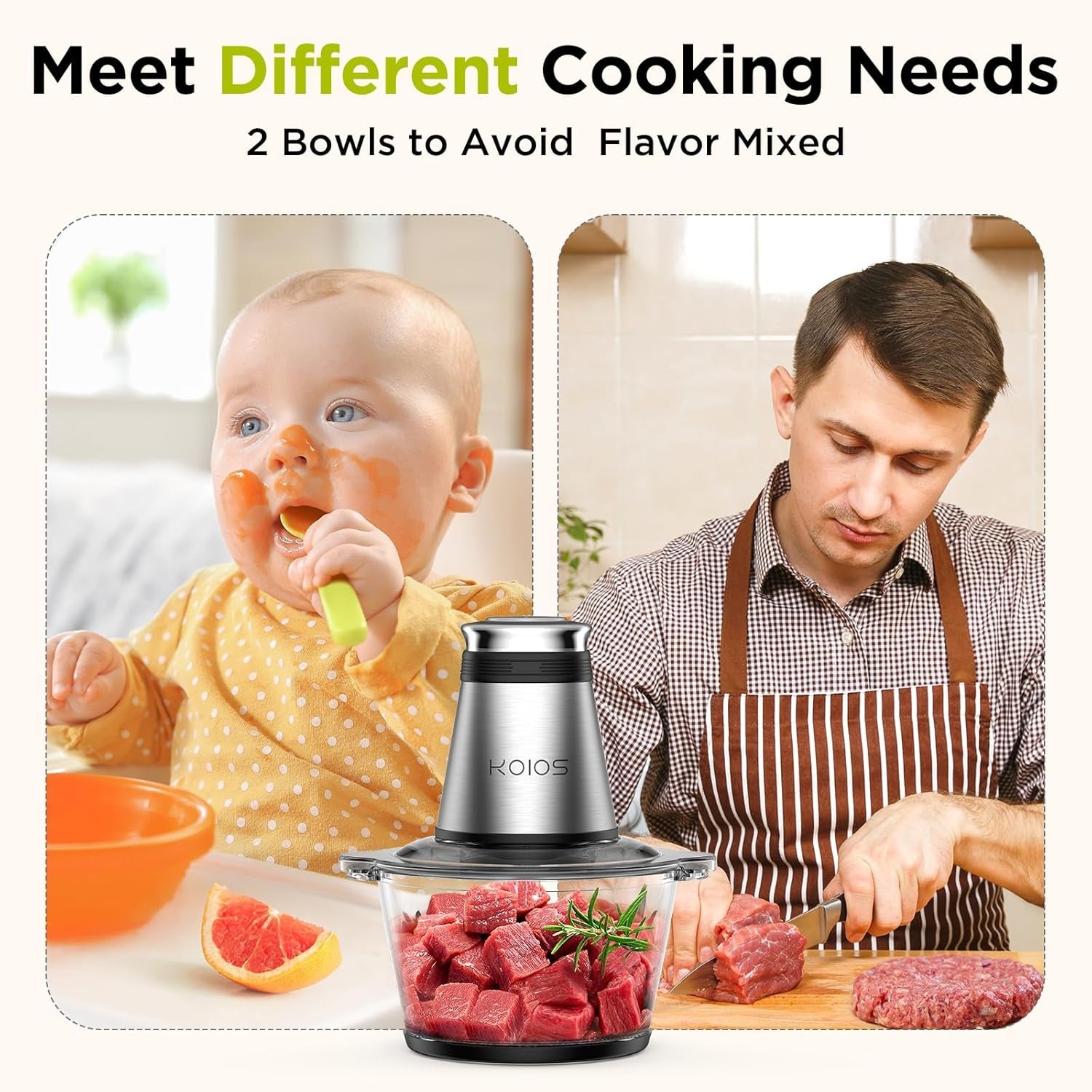 food-processor-500w-electric-food-chopper-with-2-bowls-8-cup-8-cup-2-bi-level-blades-small-electric-grinder-meat-processor-for-nuts-meat-onion-garlic-baby-food-black