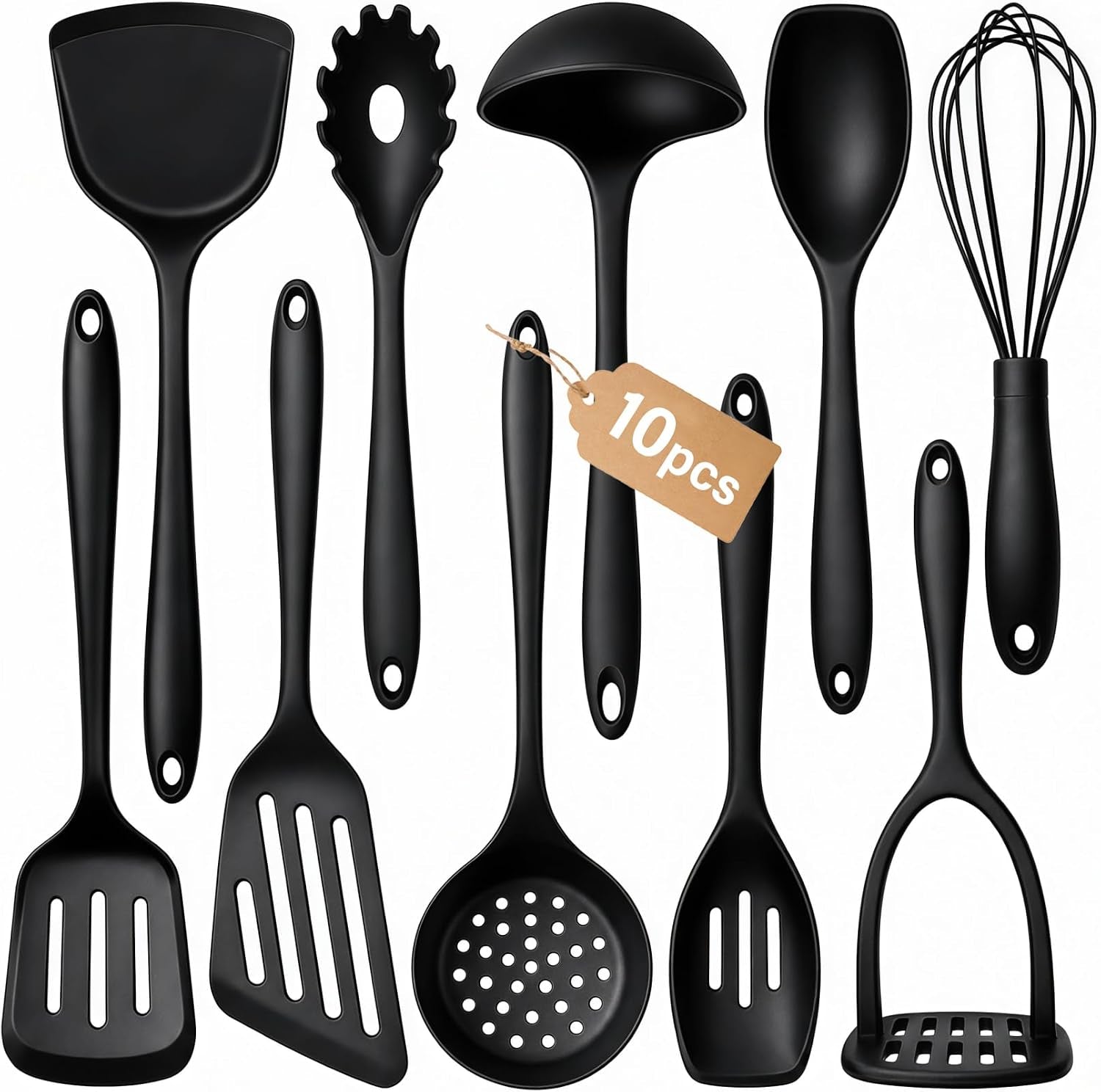 thickened-silicone-cooking-utensils-set-10pcs-nonstick-kitchen-utensil-set-with-solid-handle-heat-resistant-silicone-spatula-set-for-cooking-bpa-free-utensils-set-with-potato-masherblack