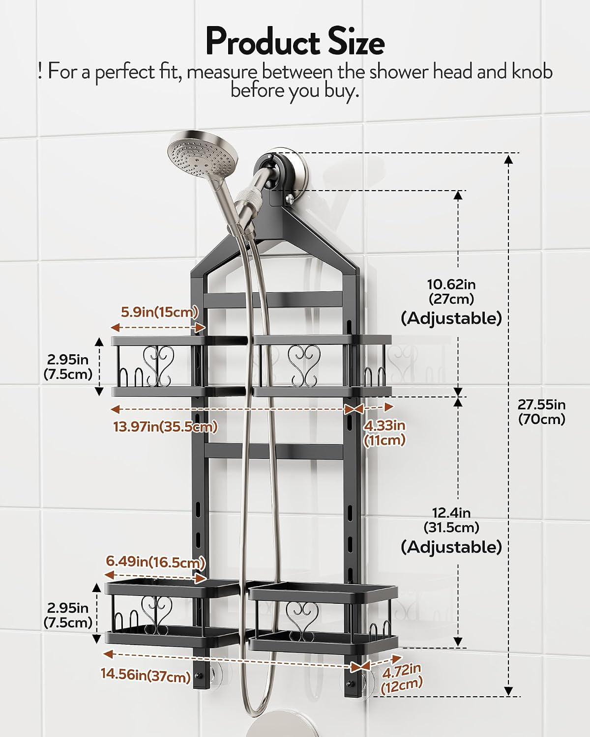 adjustable-hanging-shower-caddy-for-handheld-shower-heads-rustproof-bathroom-shelf-organizer-over-showerhead-storage-rack-with-8-hooks-easy-clean-removable-baskets-triple-anti-slip-fixing