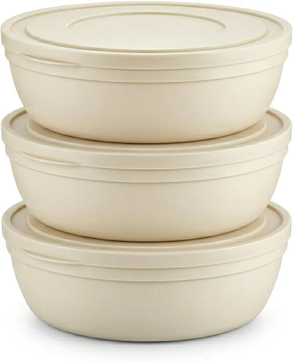 Large Salad and Serving Mixing Bowls with Lid, round Plastic Bowl - (4 Quarts)1