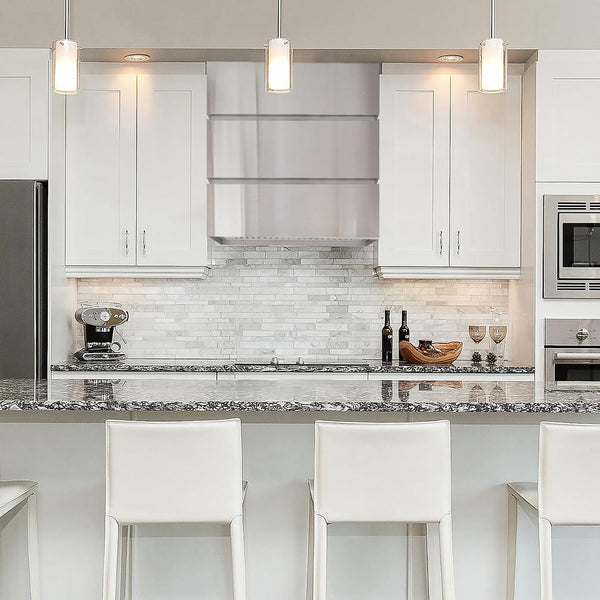 Stainless Steel Range Hood, 3 Stacks Modern Box Kitchen Hood with Powerful Vent Motor, Wall Mount, 30"W X 30"D X 14"H, Brushed Stainless2