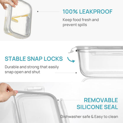 2Pack 1860Ml/63Oz Large Glass Storage Containers with Lids, Grey6