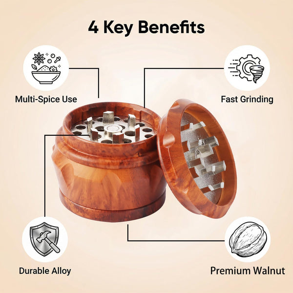 Manual Kitchen Spice Grinder, Aluminum Seasoning Grinder for Pepper, Chili, Rosemary & Dried Culinary Spices, Durable Metal Construction, Compact Kitchen Tool(Reddish Brown)3