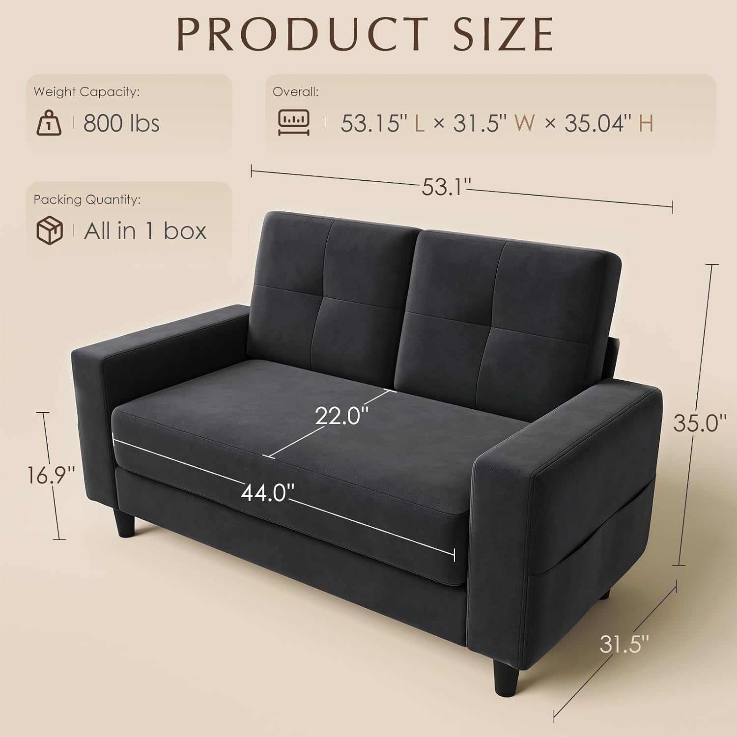 loveseat-sofa丨53-inch-love-seat-small-couch-for-small-space-丨7-5-thick-seat-cushion-sofas-for-bedroom丨chenille-mini-couch-for-apartment-dark-grey