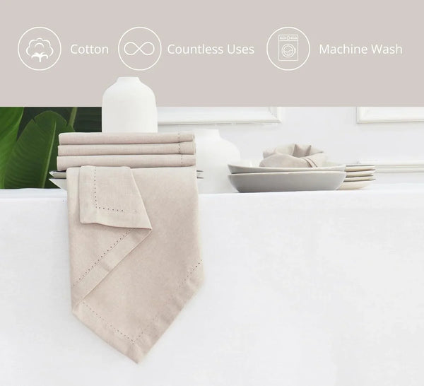 Hemstitch Cloth Napkins 18X18 in Set of 12 - Natural Color5