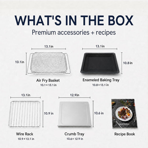 Infrared Heating 26.3 QT Air Fryer Toaster Oven, Large Countertop Convection Oven 10-In-1 Combo, 6-Slice Toast, Enamel Baking Pan Easy Clean with Recipe Book, Brushed Stainless Steel Finish13