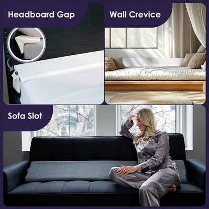 Bed Wedge Pillow for Headboard Gap up to 7", Triangle Gap Filler for Bed, Mattress Wedge Gap Filler, Headboard Space Filler, Corner Pillow, White Queen 60"6