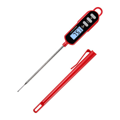 Digital Cooking Thermometer for Bread, 5-Inch Probe, Red | 2–3 Second Instant Read, IPX6 Waterproof, Backlit Display, ±2°F Accuracy, for Bread, Dough, Liquids, Water and Meat1
