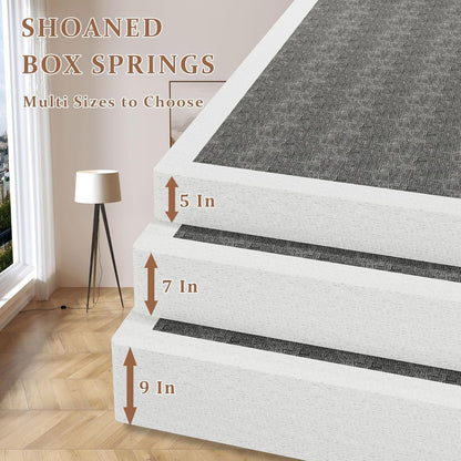 Queen Size Box Springs - 5 Inch Low Profile Mattress Foundation No Noise Heavy Duty Metal Basics Bed Base with Clean Fabric Cover, Easy Assembly4