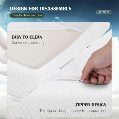 | 8 Inch Twin Mattress | Medium Firm Base Foam Mattress | Removable Washable Zipper Cover | Breathable & Comfortable | White | Bed in a Box | Certipur-Us Certified6