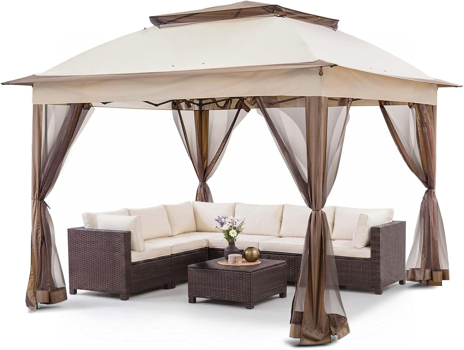 11x11-pop-up-gazebo-with-mesh-netting-instant-outdoor-canopy-tent-water-resistant-shelter-with-upf-50-uv-protection-121-sq-ft-coverage-beige