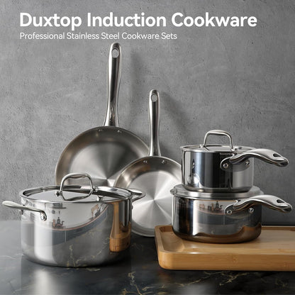Tri-Ply Stainless Steel Induction Cookware, 9PC Pots and Pans Set | Whole Clad 3-Layer Steel, Family Cookware Set, Even Heating, Dishwasher and Oven Safe2