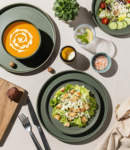 Stoneware Dinnerware Sets for 4,12-Piece Matte Plates and Bowls Set3