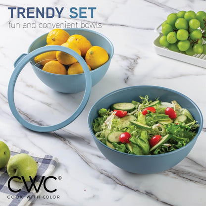 Mixing Bowls with Lids - 12 Piece Plastic Nesting Bowls Set Includes 6 Prep Bowls and 6 Lids, Microwave Safe Mixing Bowl Set, Blue Tritan Lid5