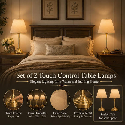 Gold Table Lamps Set of 2 for Bedroom, Living Room2