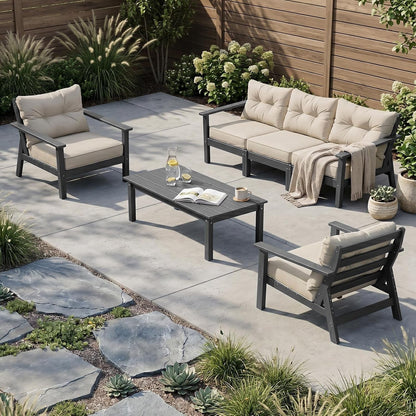 5 Seats HDPE Patio Conversation Sets, Outdoor Patio Furniture Set1