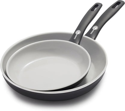 Dover 8” and 10” 2 Piece Frying Pan Skillet Set, Non-Toxic Pfas-Free Ceramic Nonstick Coating, Sear Saute Fry Egg Omlete, Dishwasher & Oven Safe, Stay Cool Handle, Easy Pour Rims, Black1