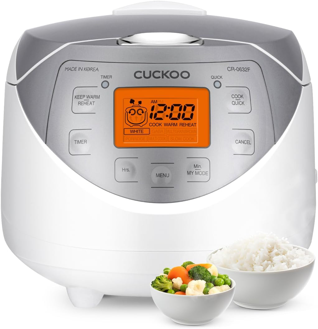 cuckoo-micom-fuzzy-logic-rice-cooker-12-cup-cooked-silver-cr-0632f-6-cup-uncooked-capacity-nonstick-inner-pot-6-cooking-modes-33-41-minute-quick-rice-13-hour-preset-timer-made-in-korea