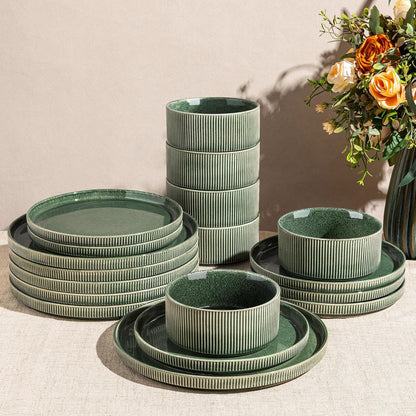 Stoneware Dinnerware Sets for 6,18-Piece Plates and Bowls Set1