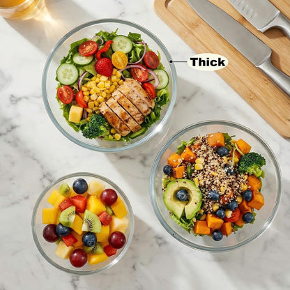 Borosilicate Glass Mixing Bowls Set of 3 (2.8, 2.2, 1.1QT) - Heavy Duty, Scratch Resistant, Non-Toxic & Lead-Free – Oven/Microwave/Dishwasher/Freezer Safe – Ideal for Meal Prep, Baking & Serving7
