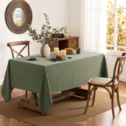 Olive Green Rectangle Cross-Star Textured Table Cloth 52X70 Inch3