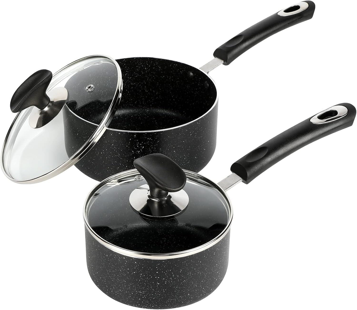 nonstick-saucepan-set-1-quart-and-2-quart-ultra-non-stick-sauce-pan-small-pot-with-glass-lid-great-for-home-kitchen-restaurant-black