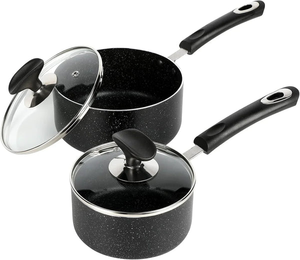 Nonstick Saucepan Set - 1 Quart and 2 Quart,Ultra Non Stick Sauce Pan Small Pot with Glass Lid,Great for Home Kitchen Restaurant,Black8
