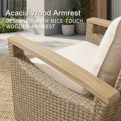 6-Piece Patio Wicker Conversation Set, Outdoor Sofa & Swivel Chairs3