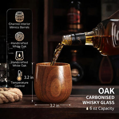 Charred Wooden Whiskey Glasses, Bourbon Gifts for Men, 2 Pack | 6 Oz, Perfect for Men Who Have Everything, Gift for Dad or Boyfriend on Father'S Day, Birthday, Christmas, Thanksgiving2
