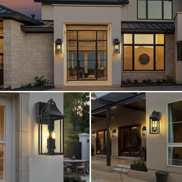 18IN Dusk to Dawn Outdoor Wall Sconce, 2-E12 Base Porch Light6