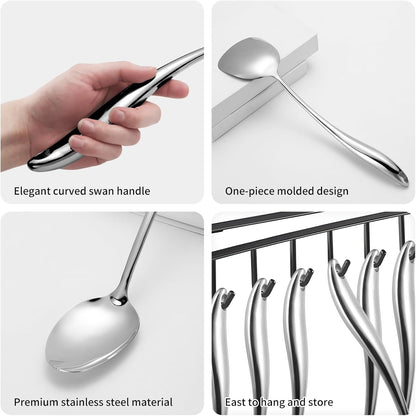 304 Stainlss Steel Kitchen Utensils Set, 11 Pcs Long Metal Cooking Utensil Gadgets Tools Set with Spatula, Spoon, Ladle, Skimmer, Turner, Pasta Server, Tongs(Mirror Polished, Dishwasher Safe)5