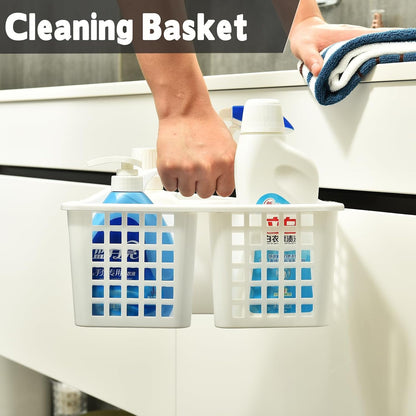 3 Compartments Plastic Shower Caddy Basket, Portable Divided Cleaning Supply Storage Organizer with Handle (White)8