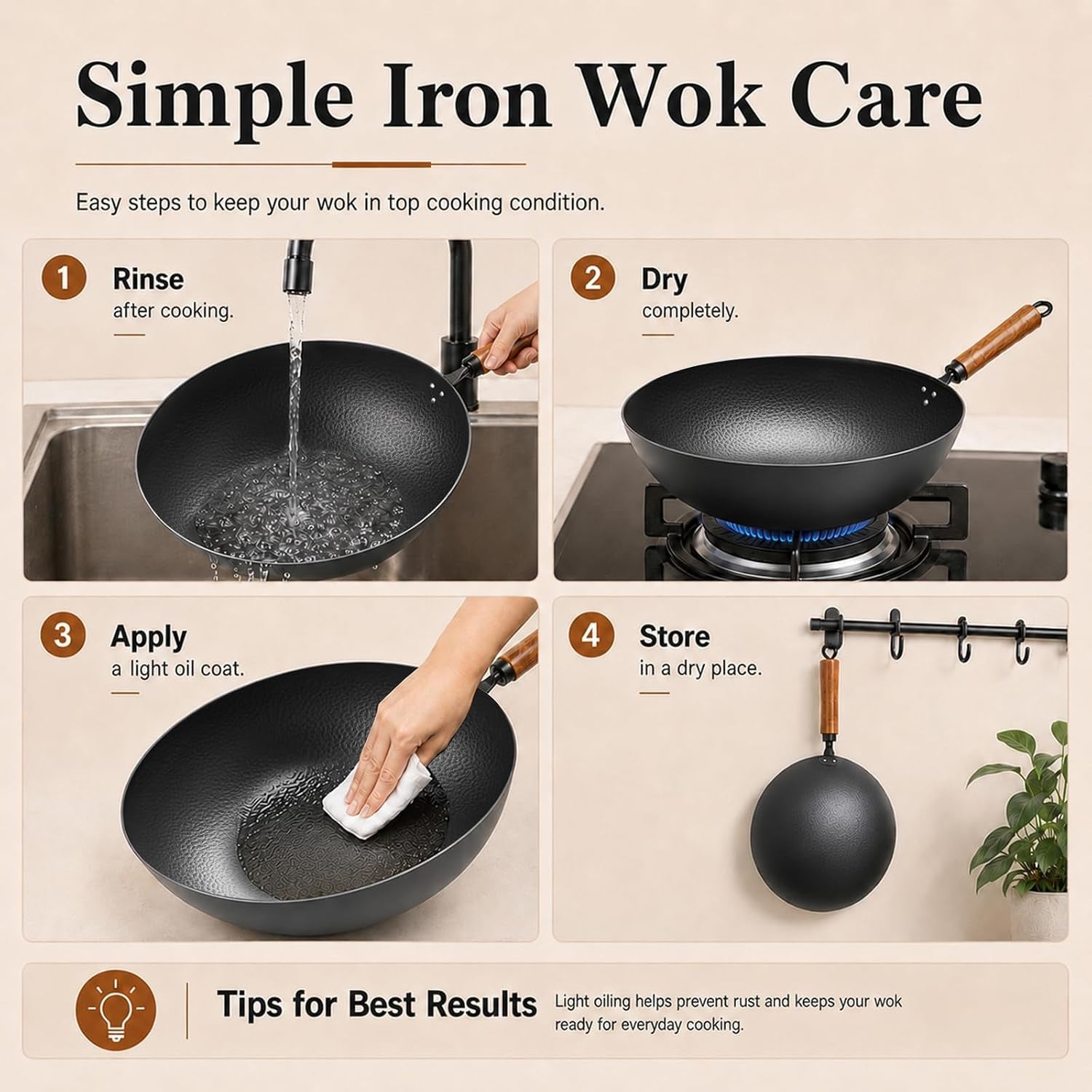 11-round-bottom-carbon-steel-wok-with-glass-lid-traditional-chinese-stir-fry-pan-for-gas-stove-wok-ring-3-2-qt-small-wok-for-1-3-people-uncoated-wood-handle-seasoning-required