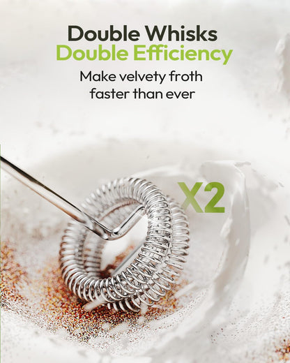 Lunafro Rechargeable Milk Frother,Stand & 2 Detachable Whisks | 8000RPM Turbo Motor, 1200Mah Lithium Battery, Handheld Milk Frother for Lattes, Cappuccino, Matcha & Powdered Supplements4