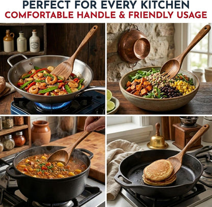 6-Piece Teak Wood Cooking Utensil Set, Nonstick Safe6