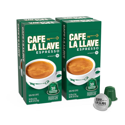 Café La Llave Espresso Aluminum Capsules, Dark Roast, 40Ct | Compatible with Nespresso Original Machines, Aluminum Capsules, Simple Convenient Mess-Free Espresso, Bold Latin Flavor1