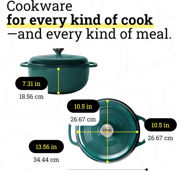 Essential Enamel Cast Iron Dutch Oven, 6 Quart, Lagoon | Ideal for Bread Baking, Braising, Marinating & Slow Cooking, Features Moisture-Sealing Lid & Dual Handles5